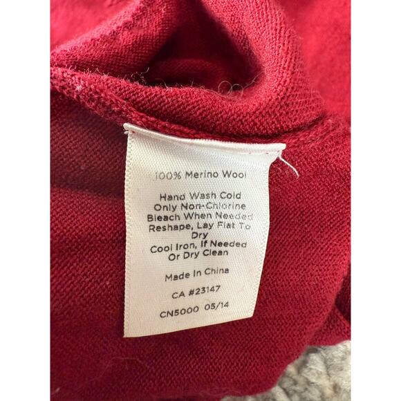 Talbots Size Petite Size Pure Merino Wool Sweater V Neck Red Long Sleeve - Picture 7 of 8